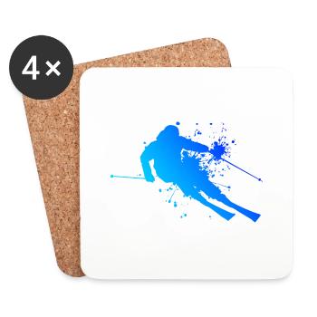 Skiers Freestyle Skiers Winter sports - Coasters (set of 4) - white - Front
