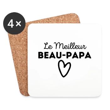 le meilleur beau papa coeur cadeau original - Dessous de verre (lot de 4) - blanc - Devant