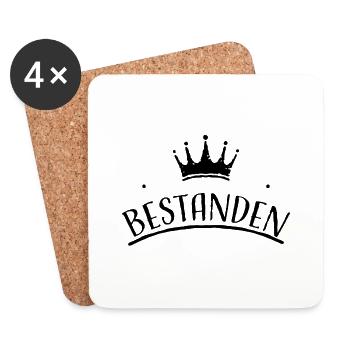 Krone Prüfung bestanden schwarz Tshirt design - Untersetzer (4er-Set) - Weiß - Vorne