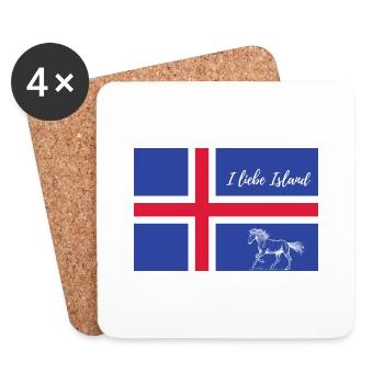 Islandflagge mit islandpferd - Untersetzer (4er-Set) - Weiß - Vorne