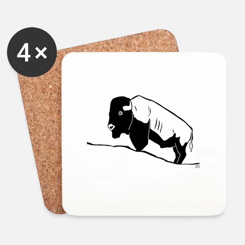 Bison - Untersetzer (4er-Set) - Weiß