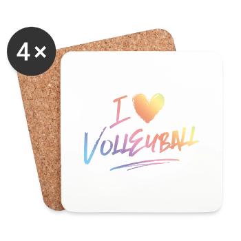 I love volleyball - Coasters (set of 4) - white - Front