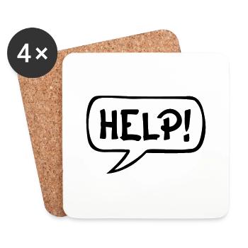 Comic Speech Bubble HELP - Coasters (set of 4) - white - Front