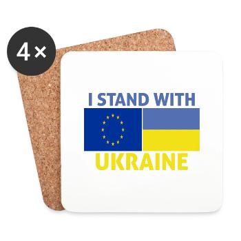 l'Europe soutiens Ukraine - je soutiens Ukraine - Dessous de verre (lot de 4) - blanc - Devant