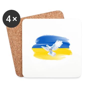 Solidarité et colombe de la paix pour l’Ukraine - Dessous de verre (lot de 4) - blanc - Devant