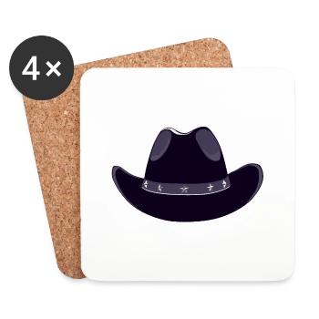 chapeau cowboy - Dessous de verre (lot de 4) - blanc - Devant