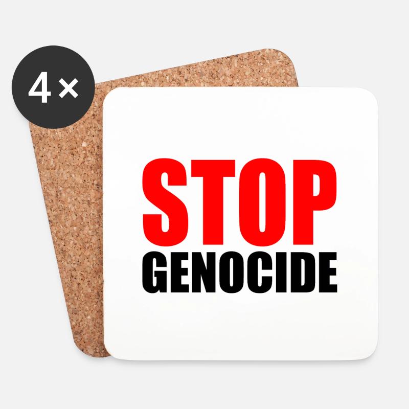 Stop genocide - Untersetzer (4er-Set) - Weiß