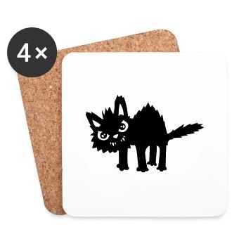 Evil funny cat - Coasters (set of 4) - white - Front