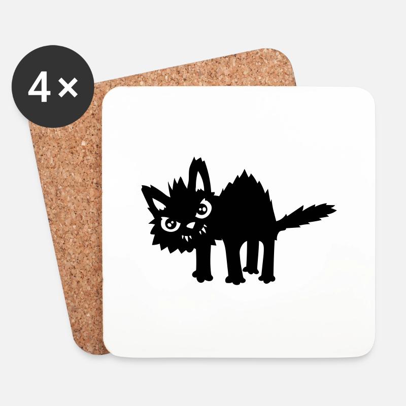 Böse lustige Katze - Untersetzer (4er-Set) - Weiß