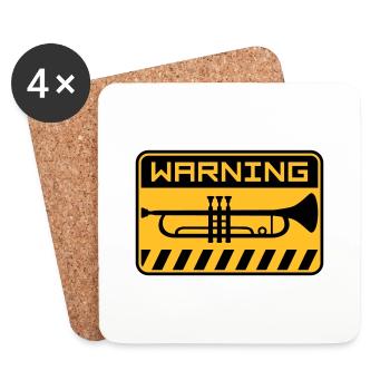 Warning Trumpet Music - Coasters (set of 4) - white - Front
