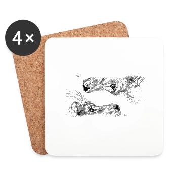 Double lion - Coasters (set of 4) - white - Front