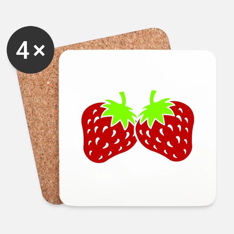Erdbeeren - Untersetzer (4er-Set) - Weiß