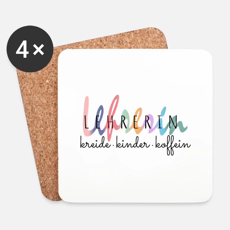 Lustiges Lehrerin Kreide Kinder Koffein Geschenk - Untersetzer (4er-Set) - Weiß