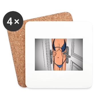 Come in sexy tease Sexting Sexy curvy Comic Pinup - Coasters (set of 4) - white - Front