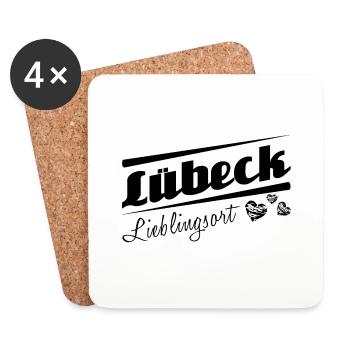 Lübeck - Lieblingsort mit Stadtnamen - Untersetzer (4er-Set) - Weiß - Vorne