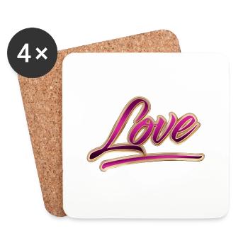 « Amour » Violet - Dessous de verre (lot de 4) - blanc - Devant