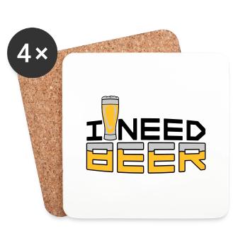 J’ai besoin de bière - Dessous de verre (lot de 4) - blanc - Devant