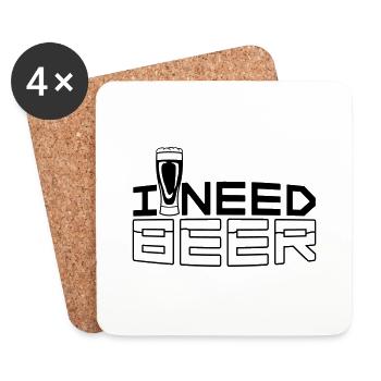 I Need Beer - Untersetzer (4er-Set) - Weiß - Vorne