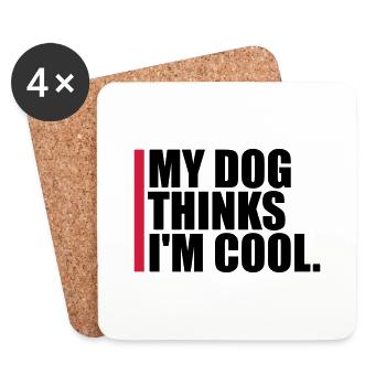 Dog thinks in the cool - Coasters (set of 4) - white - Front