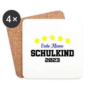 Farben änderbar | Erste Klasse Schulkind 2023 - Untersetzer (4er-Set) - Weiß - Vorne