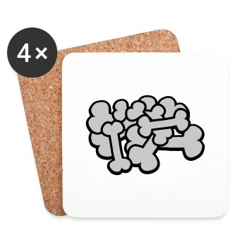 Grande pile d’os comique - Dessous de verre (lot de 4) - blanc - Devant
