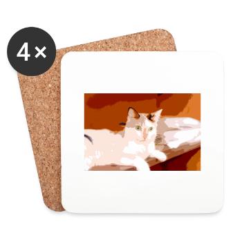 Ich liebe Katzen - Untersetzer (4er-Set) - Weiß - Vorne