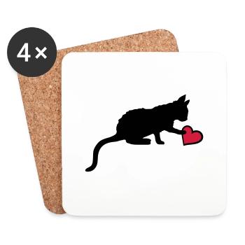Cute kitten touches heart - Coasters (set of 4) - white - Front
