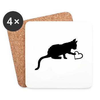 Touches heart cute kitten - Coasters (set of 4) - white - Front