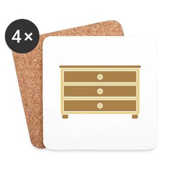 Design Möbelstück Schubladen Kommode - Untersetzer (4er-Set) - Weiß - Vorne