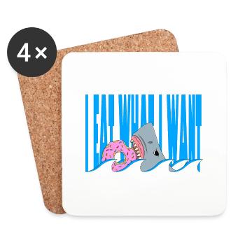 I eat what i want | Shark eating a Donut - Untersetzer (4er-Set) - Weiß - Vorne