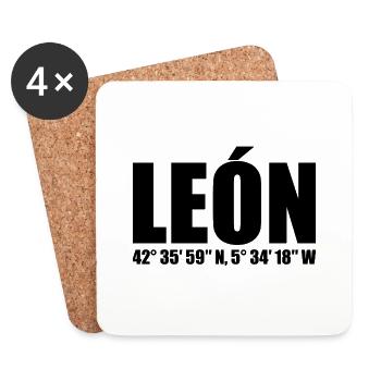 León Koordinaten - Untersetzer (4er-Set) - Weiß - Vorne