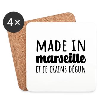 teeshirt marseille humour expression dégun - Dessous de verre (lot de 4) - blanc - Devant