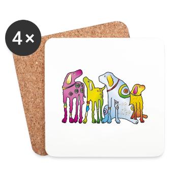 Dogs Puppy Dog Pack Pet Terrier Pug - Coasters (set of 4) - white - Front