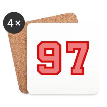Cool Retro Retrostyle Numéro de maillot numéro de dos - Dessous de verre (lot de 4) - blanc - Devant