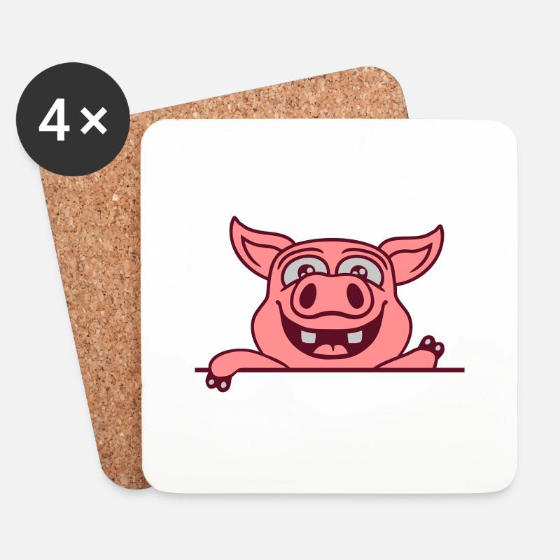 Stable pig waves friendly - Coasters (set of 4) - white