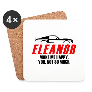ELEANOR MACH DICH GLÜCKLICH, DU NICHT SO SEHR - Untersetzer (4er-Set) - Weiß - Vorne