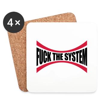 Logo Fuck the system - Untersetzer (4er-Set) - Weiß - Vorne