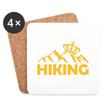 Logo Hiking Krone Berge - Untersetzer (4er-Set) - Weiß - Vorne