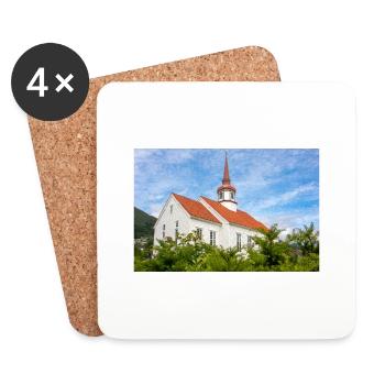 Eid kirke (Eid church) in Nordfjordeid Norway - Coasters (set of 4) - white - Front