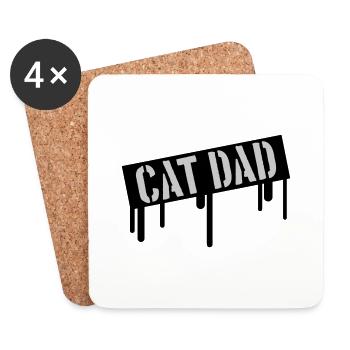 Stamp Cat Dad Logo - Dessous de verre (lot de 4) - blanc - Devant