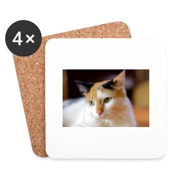 le chat au doux regard - Dessous de verre (lot de 4) - blanc - Devant