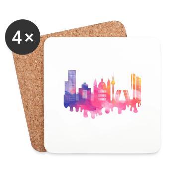 Madrid Espagne City Skyline Splash Vacances colorées - Dessous de verre (lot de 4) - blanc - Devant