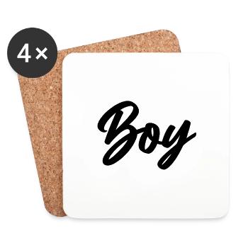 Boy - Lettering - Coasters (set of 4) - white - Front