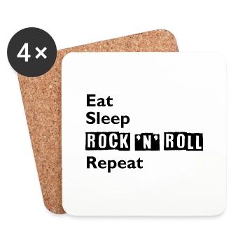 Eat - Sleep - Rock 'n' Roll - Repeat - Coasters (set of 4) - white - Front