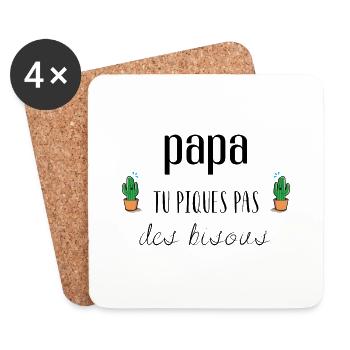 papa tu piques pas des bisous - Dessous de verre (lot de 4) - blanc - Devant