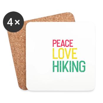 PEACE LOVE HIKING Awesome Retro Shirt For Hiker - Coasters (set of 4) - white - Front