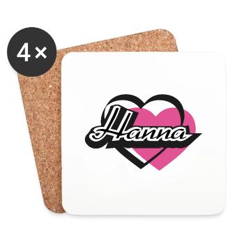 Name Hanna Herz - Untersetzer (4er-Set) - Weiß - Vorne