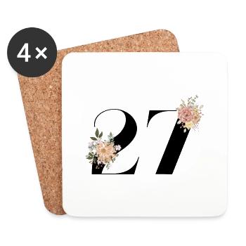 Blumen zum 27-jährigen Jubiläum (Geschenk von 27 Jahren) - Untersetzer (4er-Set) - Weiß - Vorne