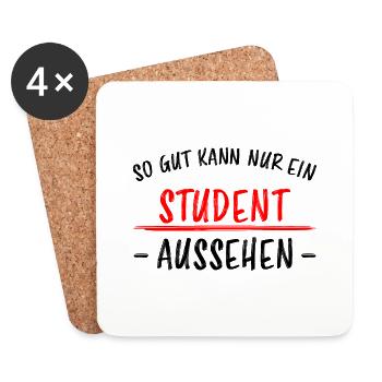 Student Lustiger Spruch Uni Universität Geschenk - Untersetzer (4er-Set) - Weiß - Vorne