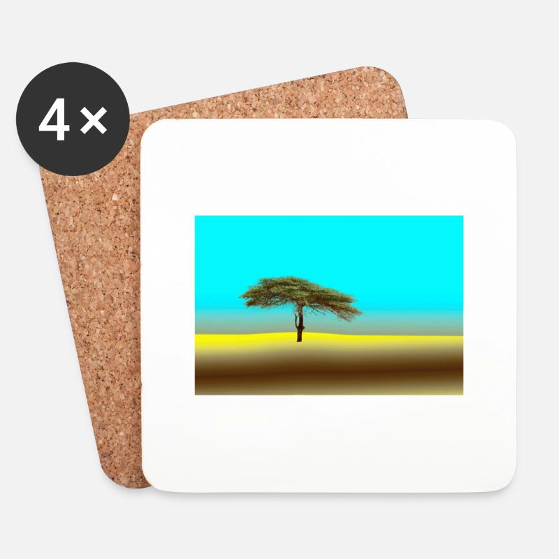 Arbre dans le Sahara - Dessous de verre (lot de 4) - blanc